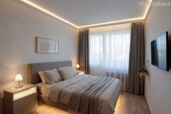Ložnice 2 - vizualizace - Prodej bytu 3+1 v osobním vlastnictví 68 m², Praha 4 - Krč