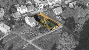 pohled s vyznačením pozemku - Prodej pozemku 629 m², Lelekovice