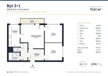 Prodej bytu 3+1 v družstevním vlastnictví 71 m², Brno