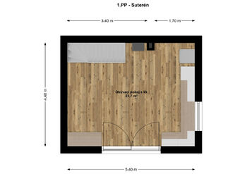 Půdorys suterén  - Prodej chaty / chalupy 66 m², Votice