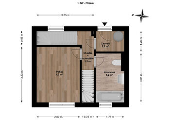 Půdorys přízemí  - Prodej chaty / chalupy 66 m², Votice