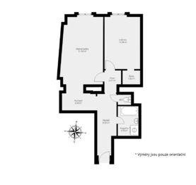 Půdorys - Prodej bytu 2+kk v osobním vlastnictví 55 m², Praha 1 - Nové Město