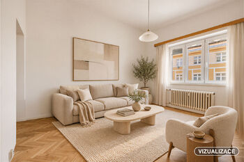 vizualizace - obývák po rekonstrukci - Prodej bytu 2+1 v osobním vlastnictví 59 m², Praha 4 - Nusle