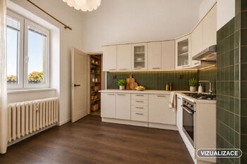 vizualizace - kuchyně po rekonstrukci - Prodej bytu 2+1 v osobním vlastnictví 59 m², Praha 4 - Nusle