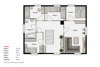 Půdorys patro - Prodej domu 170 m², Čáslavsko