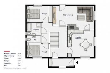 Půdorys přízemí - Prodej domu 170 m², Čáslavsko