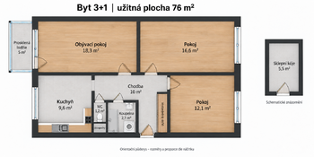 Pronájem bytu 3+1 v osobním vlastnictví 76 m², Havlíčkův Brod