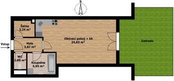 Pronájem bytu 1+kk v osobním vlastnictví 38 m², Holubice