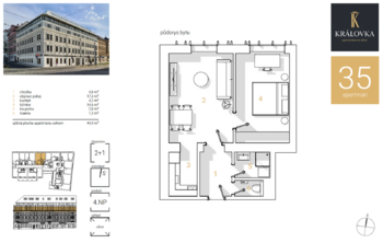 Pronájem bytu 2+kk v osobním vlastnictví 45 m², Praha 6 - Břevnov