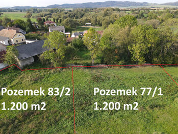 Pohled od jihu - Prodej pozemku 1200 m², Sedlec-Prčice