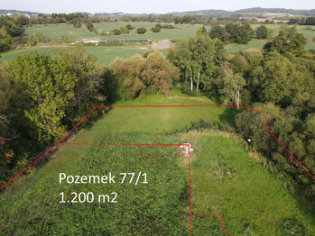 Pohled od západu - Prodej pozemku 1200 m², Sedlec-Prčice