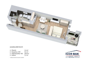 Prodej bytu 1+kk v osobním vlastnictví 27 m², Praha 9 - Střížkov