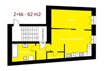 rozložení bytu ... - Pronájem bytu 2+kk v osobním vlastnictví 62 m², Havlíčkův Brod