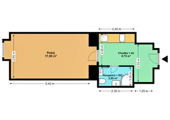 Plán bytu - Prodej bytu 1+kk v osobním vlastnictví 31 m², Praha 6 - Dejvice