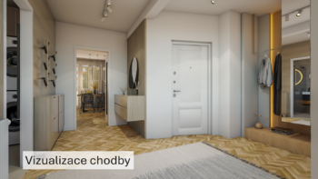 Vizualizace chodby - Prodej bytu 3+1 v osobním vlastnictví 87 m², Praha 3 - Žižkov