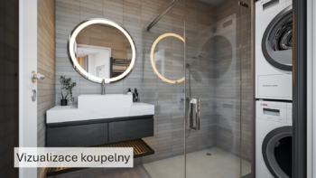 Vizualizace koupelny - Prodej bytu 3+1 v osobním vlastnictví 87 m², Praha 3 - Žižkov