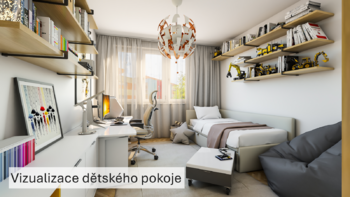 Vizualizace dětského pokoje - Prodej bytu 3+1 v osobním vlastnictví 87 m², Praha 3 - Žižkov
