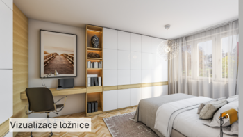 Vizualizace ložnice - Prodej bytu 3+1 v osobním vlastnictví 87 m², Praha 3 - Žižkov