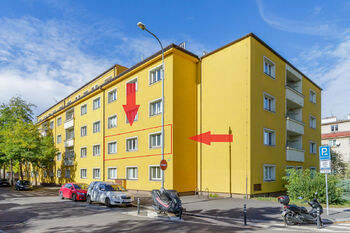 Vyznačení bytu - Prodej bytu 3+1 v osobním vlastnictví 87 m², Praha 3 - Žižkov
