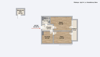 Prodej bytu 2+1 v osobním vlastnictví 53 m², Brno