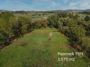 Pohled od západu - Prodej pozemku 1575 m², Sedlec-Prčice