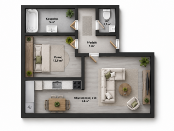 Pronájem bytu 2+kk v osobním vlastnictví 48 m², Říčany