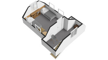 Půdorys 3D - II.NP - Prodej chaty / chalupy 69 m², Nýdek