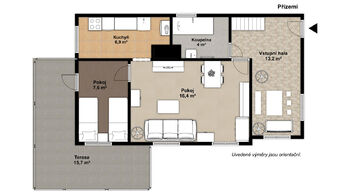 Půdorys 2D - I.NP - Prodej chaty / chalupy 69 m², Nýdek
