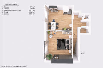 Půdorys 1+1 v patře. - Prodej pozemku 4065 m², Kamenice nad Lipou