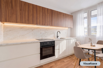 Vizualizace kuchyně - Prodej bytu 3+1 v osobním vlastnictví 82 m², Praha 9 - Prosek