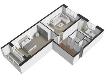 3D půdorys - Pronájem bytu 2+1 v družstevním vlastnictví 50 m², Orlová