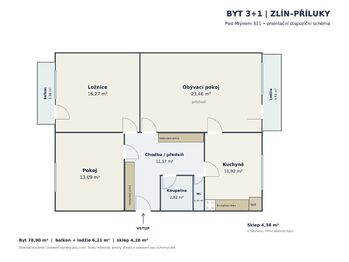 Prodej bytu 3+1 v osobním vlastnictví 85 m², Zlín