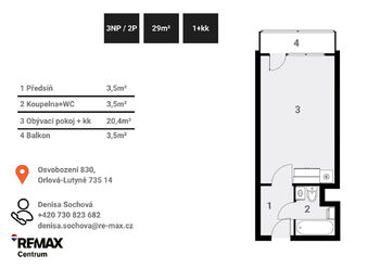 Pronájem bytu 1+kk v družstevním vlastnictví 27 m², Orlová
