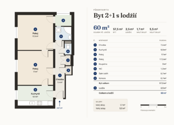 Prodej bytu 2+1 v osobním vlastnictví 60 m², Brno