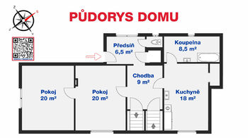 Půdorys domu - Prodej domu 67 m², Záluží