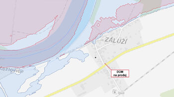 Povodňová mapa - Prodej domu 67 m², Záluží
