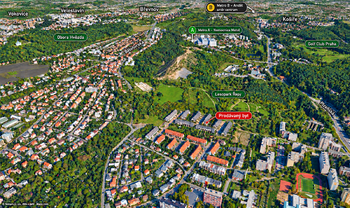 Letecký pohled - Prodej bytu 3+kk v osobním vlastnictví 108 m², Praha 6 - Řepy