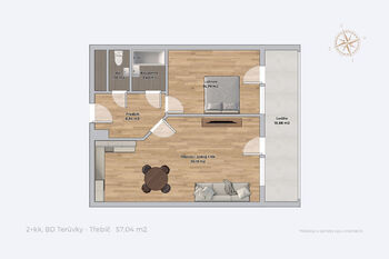 Pronájem bytu 2+kk v osobním vlastnictví 57 m², Třebíč