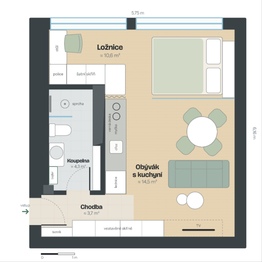 Prodej bytu 2+kk v osobním vlastnictví 36 m², Praha 6 - Břevnov