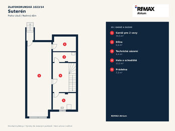 Plánek suterénu - Prodej domu 201 m², Praha 4 - Libuš