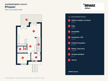 Plánek přízemí - Prodej domu 201 m², Praha 4 - Libuš