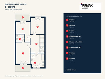 Plánek 1. patra - Prodej domu 201 m², Praha 4 - Libuš