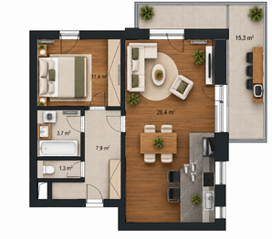 Prodej bytu 2+kk v osobním vlastnictví 51 m², Praha 6 - Ruzyně