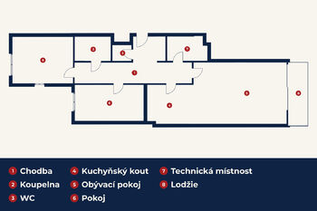 Plánek bytu - Prodej bytu 3+kk v osobním vlastnictví 99 m², Praha 3 - Žižkov
