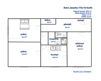 Prodej bytu 3+1 v osobním vlastnictví 68 m², Vsetín