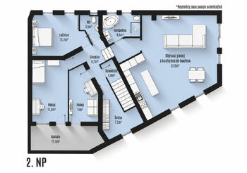 Velkorysý byt 4+kk, 175 m² s garáží, balkonem a zahradou, ulice Podstránská, Brno - Slatina - Prodej bytu 4+kk v osobním vlastnictví 175 m², Brno