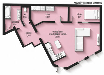 Stylový byt 2+kk se šatnou a parkováním, 71 m², ulice Podstránská, Brno – Slatina - Prodej bytu 2+kk v osobním vlastnictví 71 m², Brno