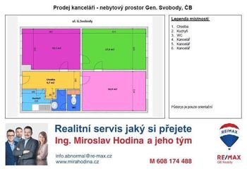 Prodej komerčního prostoru (kanceláře), 65 m2, České Budějovice