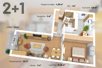 Prodej bytu 2+1 v družstevním vlastnictví, 54 m2, Praha 9 - Hloubětín