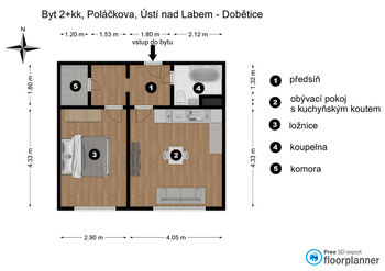 Prodej bytu 2+kk v osobním vlastnictví, 42 m2, Ústí nad Labem
